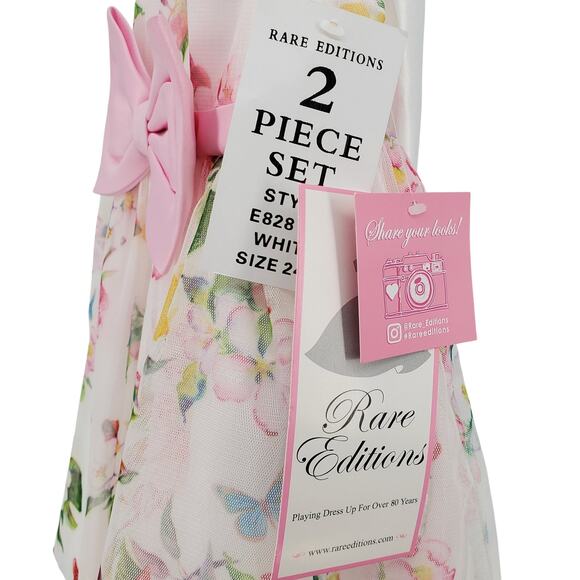 Rare Editions Baby Girls Short Sleeves Floral Mesh Social Dress 24 Month 2 Piece - Picture 2 of 6